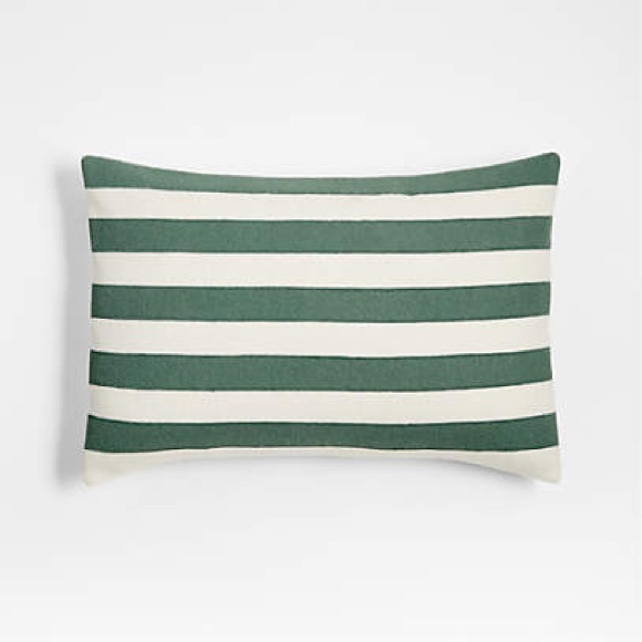 Pine Green Stripe 22"x15" Holiday Throw Pillow Cover by Joan Anderson - Picture 1 of 3